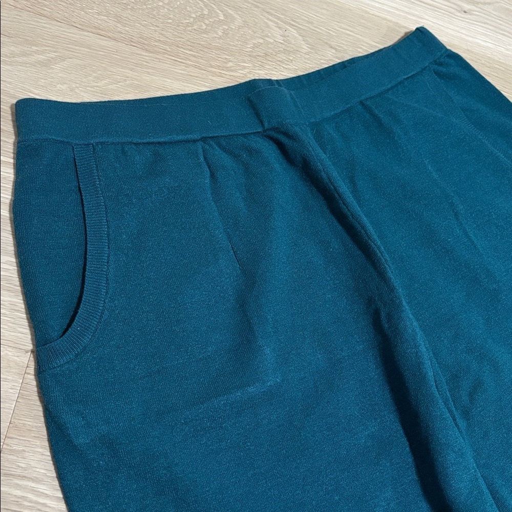 WYNNE LAYERS (1X) Sweater Knit Wide-Leg Pants Pockets Pull-On Soft Dark Teal NEW - Picture 5 of 12